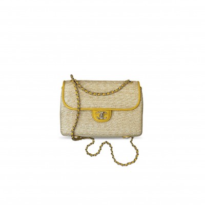 CHANEL RAFFIA LAMBSKIN SMALL FLAP BAG AS6017 (23*16*8cm)